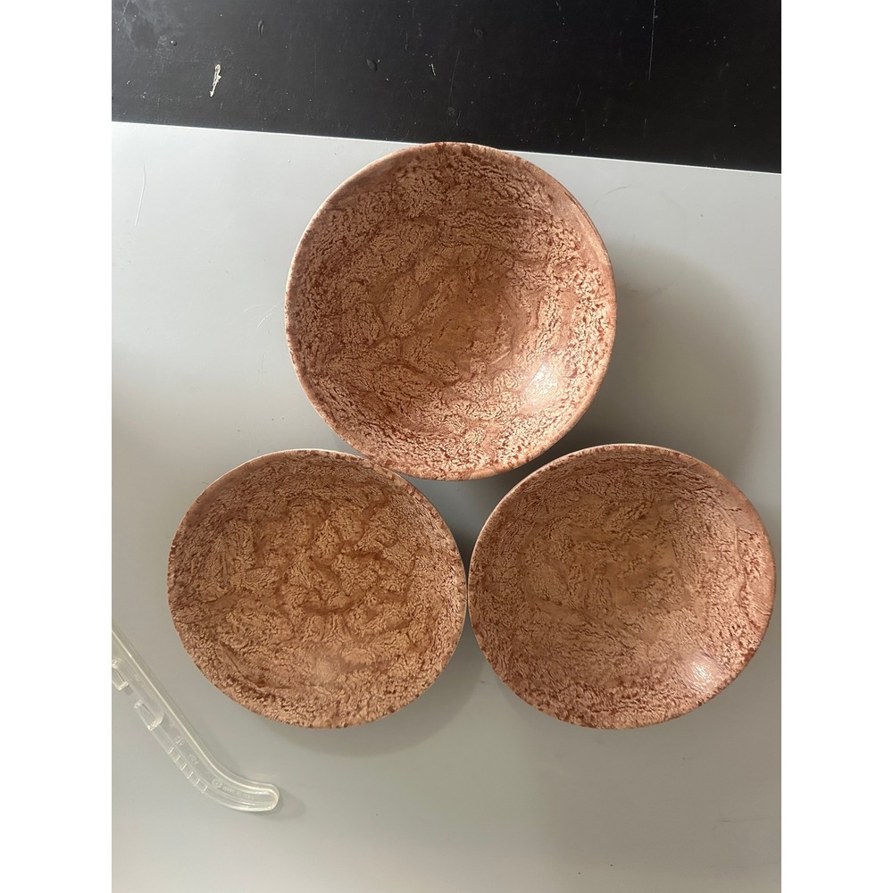 Vintage Bolta-Lite Melamine Bowls Set of 3 Brown Marbleized MCM Made in USA